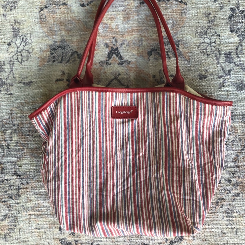 Longaberger Striped Fabric Shoulder Purse Bag